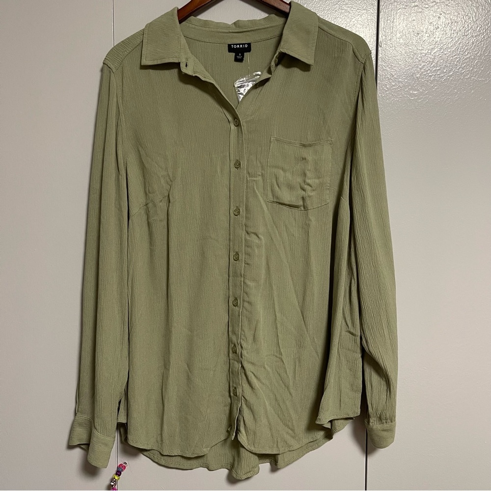 Sage green button up